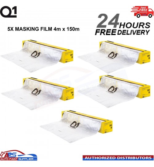5x Q1 MASKING FILM SHEETING ROLL 4M X 150M PREMIUM AUTOMOTIVE PAINT PROTECTON